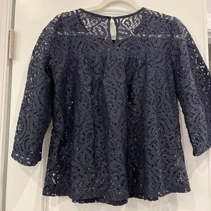 Anne Taylor Loft Blue Pattern Blouse